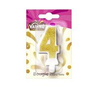 VAHINE - Bougie Anniversaire Chiffre 0 Et 4, Décoration Gâteau, Lot selon Référence - Lot De 4