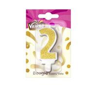 VAHINE - Bougie Anniversaire Chiffre 2, Décoration Festive pour Gâteau d’Anniversaire - Le lot de 4