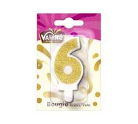 VAHINE - Bougie Anniversaire Chiffre 6, Décoration Festive Facile À Utiliser Pour Gâteau - Lot De 4