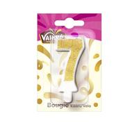 VAHINE - Bougie Anniversaire Chiffre 7 pour une Fête L'oumineuse et Gourmande, Format Classique - Le lot de 4