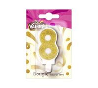 VAHINE - Bougie Anniversaire Chiffre 8, Décoration Colorée Gourmande, 1 Pièce - Lot De 4