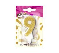 VAHINE - Bougie Anniversaire Chiffre 9, Flamme Festive pour Gâteau Gourmand et Moment Joyeux - Le lot de 4