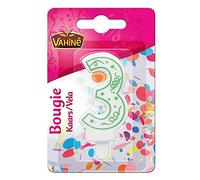 VAHINÉ Bougie Chiffre 3 pour Gâteau, célébrez vos anniversaires avec style et gourmandise- Lot De 4