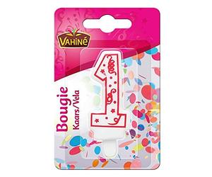 VAHINE Bougie Chiffre n°1 - Brille et pétillante - Idéale pour Décorer Gâteaux et Célébrations - Blister 1 pièce - Le Lot De 4