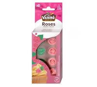 VAHINE - Décors Roses et Feuilles en Sucre Naturel de Vanille - Croustillants - la boite 4 roses + 8 feuilles - 20g - Le Lot De 5
