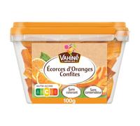 VAHINE - Écorces d'Orange Confites Sans Colorant - la boite de 100 g - Le Lot De 4