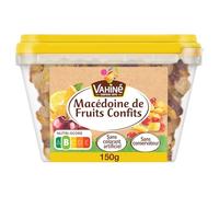 VAHINE Fruits Confits Macédoine - Mélange de cerises, oranges et pastèque jaune - Sans colorant ni conservateur - Sachet de 150 g - Lot de 3