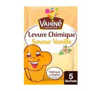 VAHINE Levure Chimique Saveur Vanille - Format Pratique 5 Sachets de 8 g - Poudre à Lever Aromatisée pour Gâteaux et Pâtisseries Maison - Fabriqué en France - Lot de 4