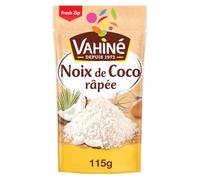 VAHINE - Noix de Coco Râpée Fine, Saveur Exotique et Texture Légère pour Gourmandises (115 g) - Le Lot De 4