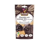 VAHINE - Pépites de Chocolat Noir 70%, Goût Authentique, Texture Fondante, Sachet 100g - Lot De 4