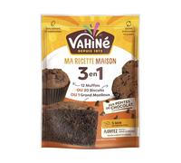 VAHINÉ - Préparation 3 en 1 chocolat aux pépites de chocolat, Préparation pour gâteaux, biscuits ou muffins aux pépites de chocolat noir 280 g