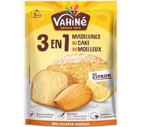 VAHINE Préparation 3 en 1 Moelleux, Cake ou Madeleines au Citron, Sachet de 320g, 5 Minutes de Préparation - Lot de 3