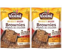 VAHINÉ - Préparation pour Brownies pépites de chocolat, Préparation pour brownies aux pépites de chocolat noir ultra-fondant, 310 g (Lot de 2)