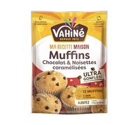 VAHINÉ - Préparation pour Muffins chocolat & noisettes caramélisées, Préparation pour muffins aux pépites de chocolat noir et aux noisettes hachées sucrées 330 g