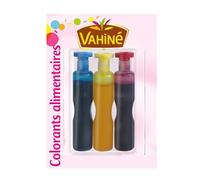 VAHINE - Trio de Colorants Alimentaires Bleu, Jaune et Rouge pour Décoration Créative (3x6ml) - Le Lot De 4
