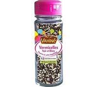 Vahiné Vermicelles Noir et Blanc 65g - Délice Sucré pour Pâtisseries - Prêt en un Instant - Qualité Premium - Idéal pour Décoration Gâteaux - Le Lot De 4