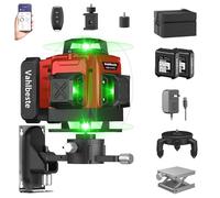 Vahlbeste 4 x 360° Niveau Laser, 4D 16 Lignes Laser Chantier avec 2 x 4800mAh Batterie & Affichage LED, Niveau Laser 360 Autonivelant, APP, Télécommande, IP54 Étanche et Anti-Poussière