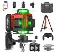 Vahlbeste Niveau Laser avec Trepied 4 x 360°, 4D 16 Lignes Laser Chantier avec 2 x 4800mAh Batterie & Affichage LED, Niveau Laser 360 Autonivelant, APP, Télécommande, IP54 Étanche et Anti-Poussière