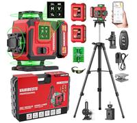 Vahlbeste Niveau Laser avec Trepied, 4D 16 Lignes Laser Chantier avec 2x4800mAh Batterie/Grand écran LED, Niveau Laser 360 Autonivelant/APP/Télécommande/IP54 pour la Construction