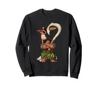 Vaiana Maui Vaiana Stacked Sweatshirt, Unisexe pour adultes, Noir, XL