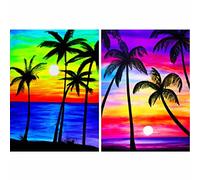VAIIEYO 2 Pack 5D Diamond Painting Cocotier, Broderie Diamant Painting, Canevas Diamant kit Point De Croix Broderie Salon Chambre Autocollant Mural Décoration 30x40 cm