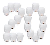 VAIIEYO 20 Unités lanternes Célestes Chinoises, Lanterne Chinoise Volante, Lanternes Volantes en Papier, célestes Souhaitant, Utilisées pour Un Anniversaire, Une fête, Un Mariage-Blanc