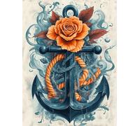 VAIIEYO 5D Diamond Painting Adulte Ancre, Peinture Diamant Fleur, Diamond Painting Adulte Canevas Diamant kit Complet Point De Croix Broderie Salon Chambre Autocollant Mural Décoration 30x40cm-15