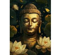 VAIIEYO 5D Diamond Painting Adulte Bouddha, Peinture Diamant Religion, Diamond Painting Adulte Canevas Diamant kit Complet Point De Croix Broderie Salon Chambre Autocollant Mural Décoration 30x40cm-3