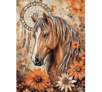VAIIEYO 5D Diamond Painting Adulte Cheval, Peinture Diamant Animal, Canevas Broderie Diamant Kit Complet Point De Croix Broderie Salon Chambre Autocollant Mural Décoration 30x40cm-47
