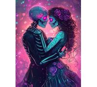 VAIIEYO 5D Diamond Painting Adulte Crâne, Peinture Diamant Couple, Diamond Painting Adulte Canevas Diamant kit Complet Point De Croix Broderie Salon Chambre Autocollant Mural Décoration 30x40cm-21