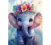 VAIIEYO 5D Diamond Painting Adulte Éléphant, Peinture Diamant Animal, Canevas Broderie Diamant Kit Complet Point De Croix Broderie Salon Chambre Autocollant Mural Décoration 30x40cm-30