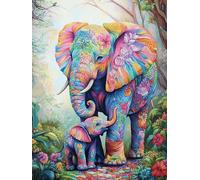 VAIIEYO 5D Diamond Painting Adulte Éléphant, Peinture Diamant Animal, Canevas Broderie Diamant Kit Complet Point De Croix Broderie Salon Chambre Autocollant Mural Décoration 30x40cm-28