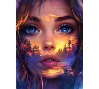 VAIIEYO 5D Diamond Painting Adulte Femme, Peinture Diamant Paysage, Canevas Broderie Diamant Kit Complet Point De Croix Broderie Salon Chambre Autocollant Mural Décoration 30x40cm-31