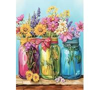 VAIIEYO 5D Diamond Painting Adulte Fleur, Peinture Diamant Paysage, Canevas Broderie Diamant Kit Complet Point De Croix Broderie Salon Chambre Autocollant Mural Décoration 30x40cm-52