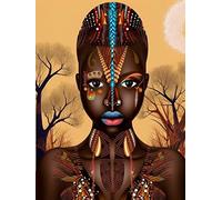 VAIIEYO 5D Diamond Painting Africain, Broderie Diamant African Woman, Canevas Diamant kit Complet Point De Croix Broderie Salon Chambre Autocollant Mural Décoration 30x40 cm