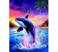 VAIIEYO 5D Diamond Painting Baleine, Broderie Diamant Animal, Canevas Diamant kit Complet Point De Croix Broderie Salon Chambre Autocollant Mural Décoration 30x40cm