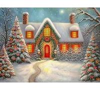 VAIIEYO 5D Diamond Painting Chalet de Noël, Broderie Diamant Noël, Canevas Diamant kit Complet Point De Croix Broderie Salon Chambre Autocollant Mural Décoration 30x40 cm