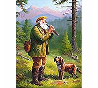 VAIIEYO 5D Diamond Painting Chasseur, Broderie Diamant Chien, Canevas Diamant kit Complet Point De Croix Broderie Salon Chambre Autocollant Mural Décoration 30x40cm