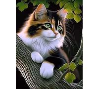 VAIIEYO 5D Diamond Painting Chat, Broderie Diamant Animaux, Canevas Diamant kit Complet Point De Croix Broderie Salon Chambre Autocollant Mural Décoration 30x40cm