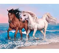 VAIIEYO 5D Diamond Painting Cheval, Broderie Diamant Animal, Canevas Diamant kit Complet Point De Croix Broderie Salon Chambre Autocollant Mural Décoration 30x40 cm…