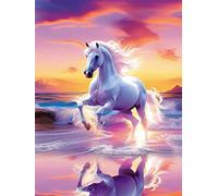 VAIIEYO 5D Diamond Painting Cheval, Broderie Diamant Animal, Canevas Diamant kit Complet Point De Croix Broderie Salon Chambre Autocollant Mural Décoration 30x40 cm