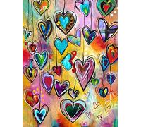 VAIIEYO 5D Diamond Painting Cœur, Broderie Diamant Peinture à l'huile, Canevas Diamant kit Complet Point De Croix Broderie Salon Chambre Autocollant Mural Décoration 30x40 cm