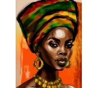 VAIIEYO 5D Diamond Painting Femme Africaine, Peinture Diamant Afro-Américain, Canevas Diamant kit Complet Point De Croix Broderie Salon Chambre Autocollant Mural Décoration 30x40cm-3