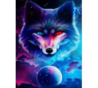 VAIIEYO 5D Diamond Painting Loup, Broderie Diamant Animal, Canevas Diamant kit Complet Point De Croix Broderie Salon Chambre Autocollant Mural Décoration 30x40cm