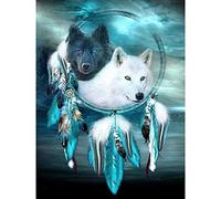 VAIIEYO 5D Diamond Painting Loup, Broderie Diamant Attrapeur De Rêves, Canevas Diamant kit Complet Point De Croix Broderie Salon Chambre Autocollant Mural Décoration 30x40cm