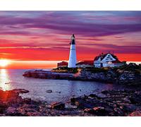 VAIIEYO 5D Diamond Painting Phare, Broderie Diamant Soleil, Canevas Diamant kit Complet Point De Croix Broderie Salon Chambre Autocollant Mural Décoration 30x40 cm