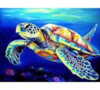 VAIIEYO 5D Diamond Painting Tortue, Broderie Diamant Animal, Canevas Diamant kit Complet Point De Croix Broderie Salon Chambre Autocollant Mural Décoration 30x40 cm