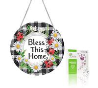 VAIIEYO 5D DIY Diamant Painting Pendentif Bénir, Maison Peinture Diamant Hanging Kit, pour Porte et Fenêtre, Salon Chambre Autocollant Mural Décoration 20x20cm B1