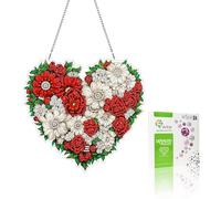 VAIIEYO 5D DIY Diamant Painting Pendentif Fleur, Cœur Peinture Diamant Hanging Kit, pour Porte et Fenêtre, Salon Chambre Autocollant Mural Décoration 20x20cm C9