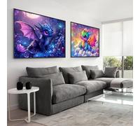 VAIIEYO 5D DIY Dragon Diamond Painting Adulte, Animal Diamant Painting Canevas Broderie Diamant Kit Complet Point De Croix Broderie Salon Chambre Autocollant Mural Décoration 30x80cm-3